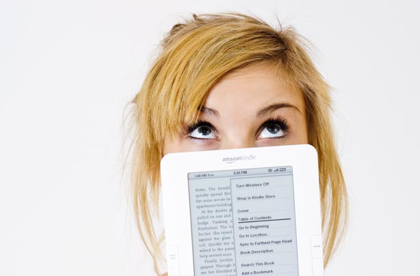 Woman with her eReader