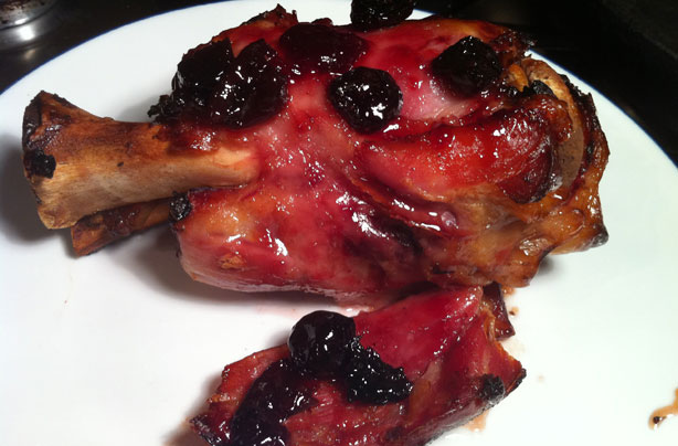 Cherry-glazed ham hock