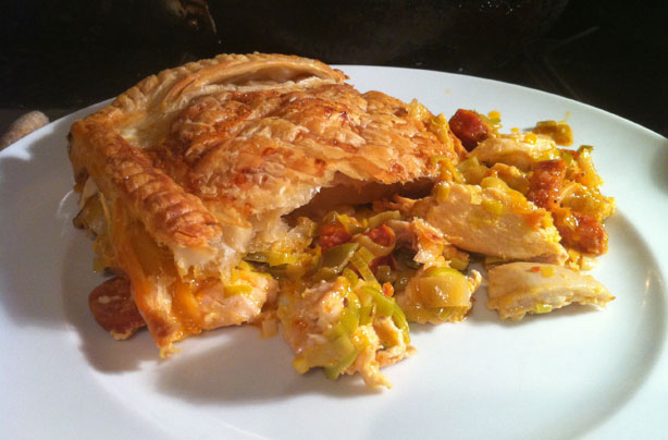 Chicken and chorizo pie