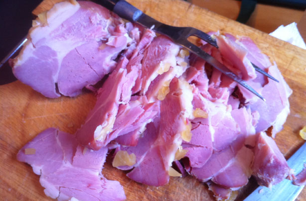 Slow-cooked gammon in ginger ale