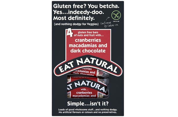 Eat Natural cranberries, macadamias and dark choclate bars Eat Natural cranberries, macadamias and dark choclate bars