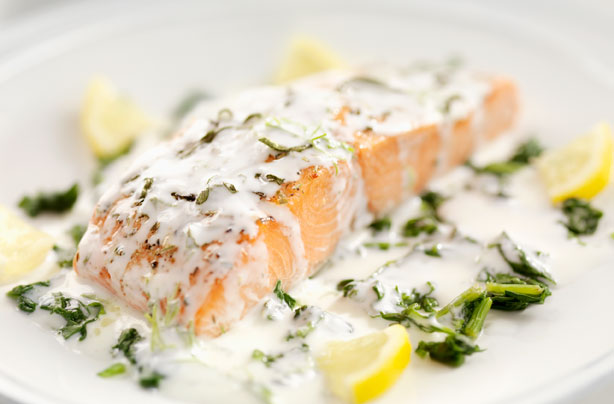 salmon sauce tarragon mushroom recipe cream recipes goodtoknow creamy fillets ways fillet spinach