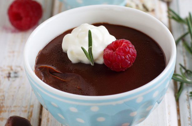 Rich chocolate and raspberry pots