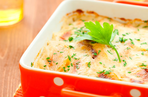 Leek and ham gratin
