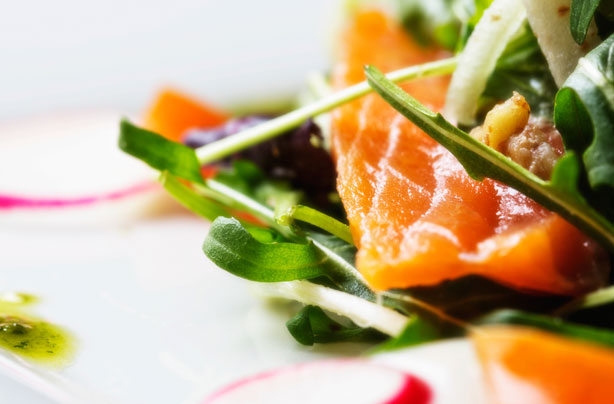 Salmon salad with herb vinaigrette