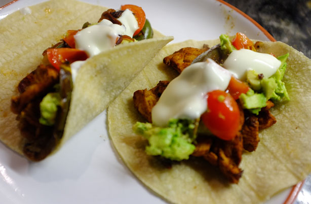 Chicken and green pepper fajitas