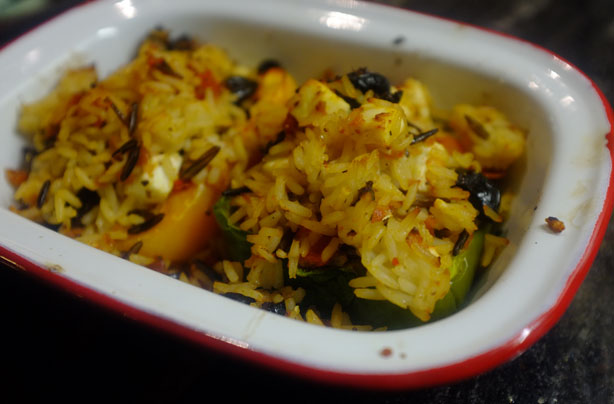 Feta and rice stuffed peppers