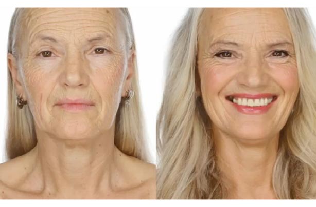 Lisa Eldrige make-up tutorial video before and after