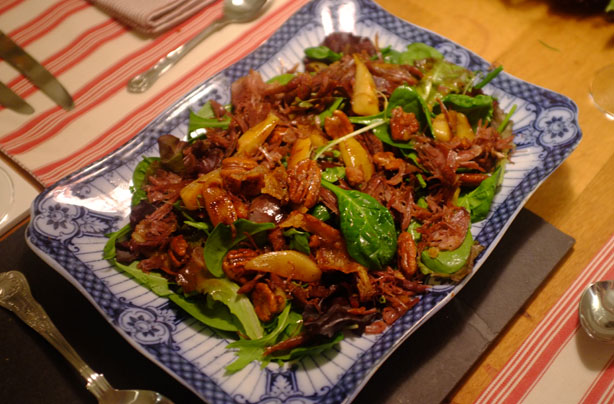Goose, pear and pecan salad