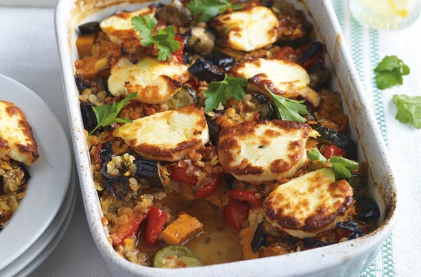 Turkish halloumi bake