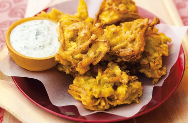 This restaurant and fast food dish of crispy onions is made simple to cook at home. It makes about 10 bhaji and is very easy to cook.