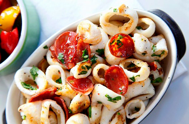 Calamari with chorizo