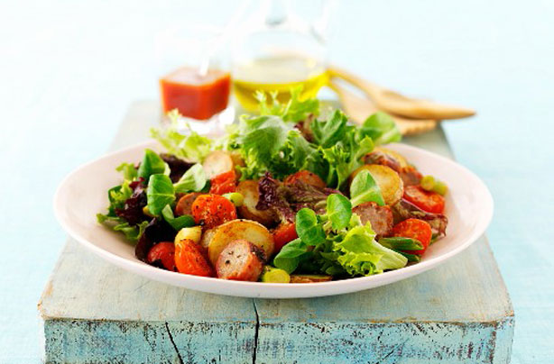 Fried potato and sausage salad Fried potato and sausage salad