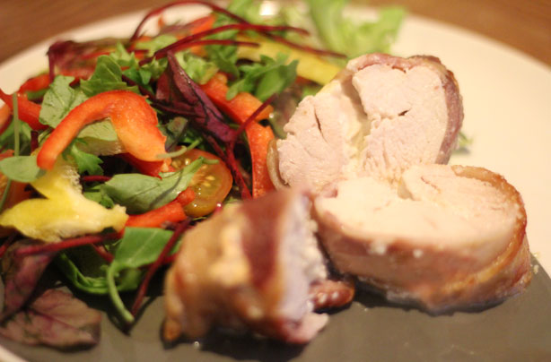 Chicken with goats cheese and bacon