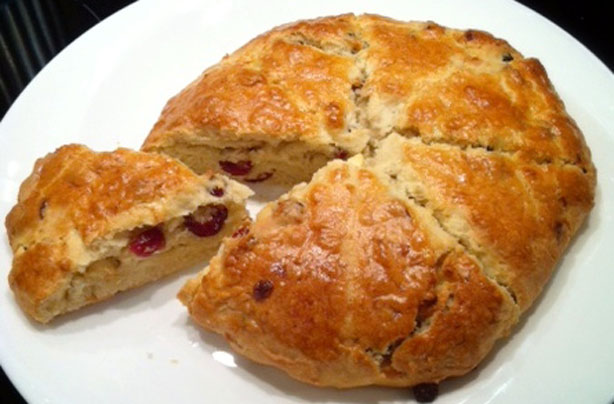White chocolate and cranberry scone