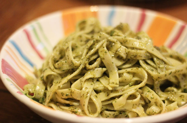 Tagliatelle and watercress sauce