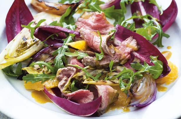 Steak, chicory and orange salad