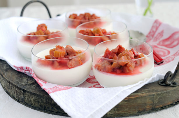 Dairy-free panna cotta with poached rhubarb