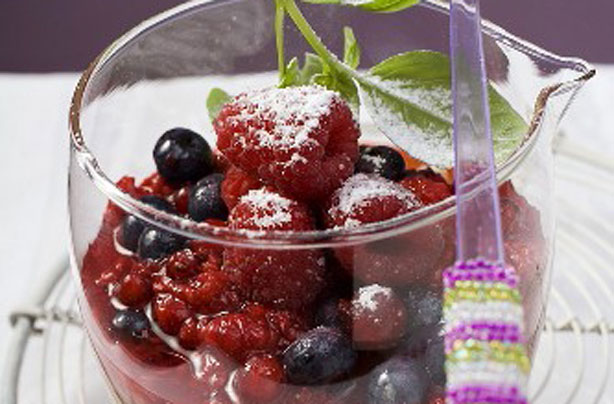 Butterscotch rice with berries