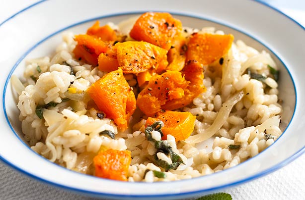 Low-fat butternut squash risotto