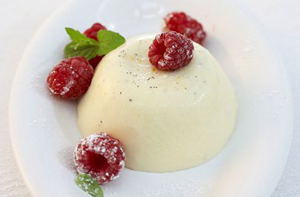 Panna cotta with raspberries