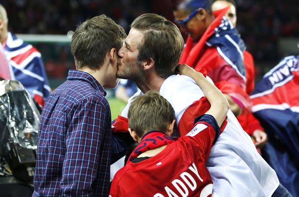 David Beckham with Brooklyn and Romeo