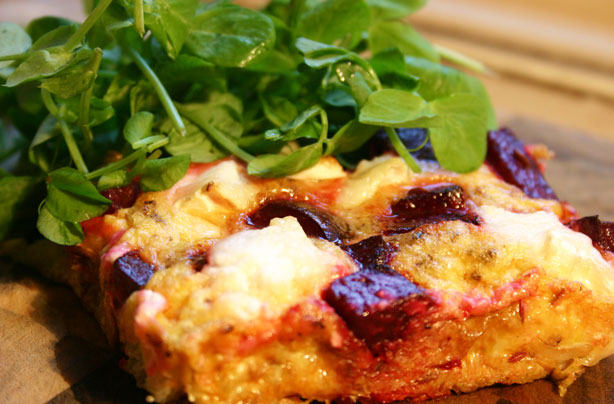 Beetroot and goats cheese frittata