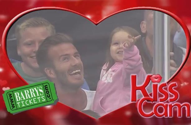 David Beckham and Harper on the Kiss Cam