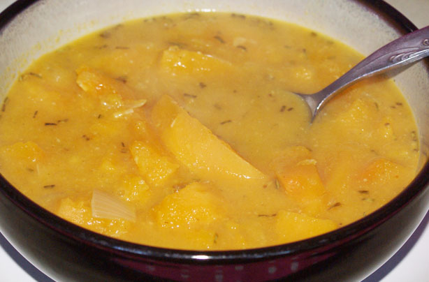 Spicy butternut squash and coconut soup