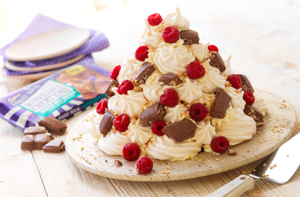 Cookie nut crunch meringue pyramid