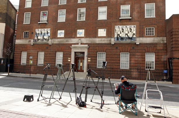 Press outside St Mary's Hospital