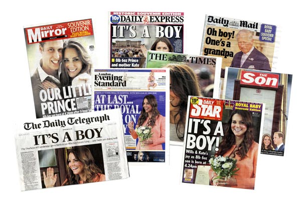 UK newspapers announcing the birth of the royal baby UK newspapers announcing the birth of the royal baby