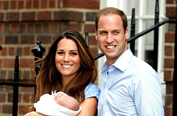 Kate Middleton and Prince William with the newborn Prince of Cambridge
