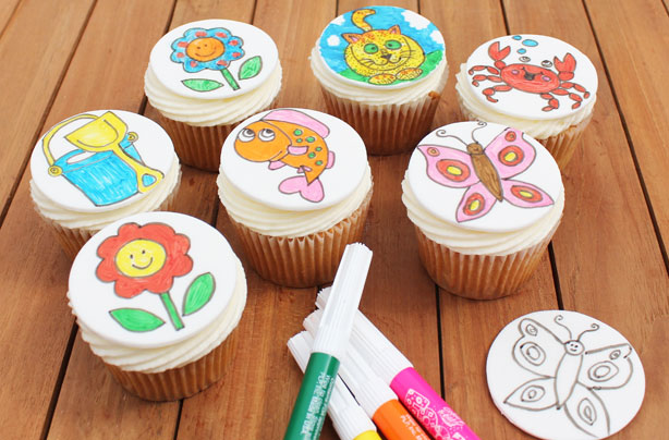 Make with kids: Colour-in cupcakes