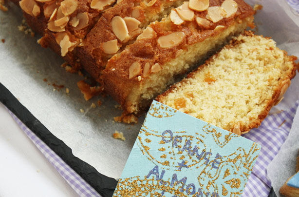 Orange and almond loaf cake with maple syrup
