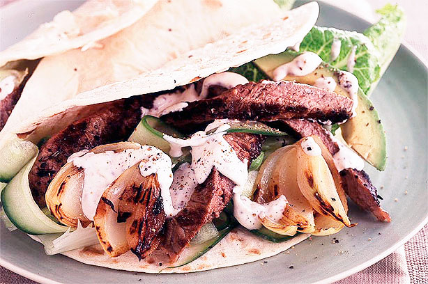 Steak and onion wraps