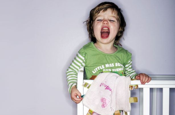 Little girl with blanket screaming Little girl with blanket screaming