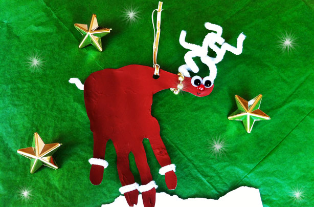 Handprint Rudolph the reindeer Christmas craft
