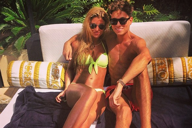 Joey Essex and Amy Willerton by the pool