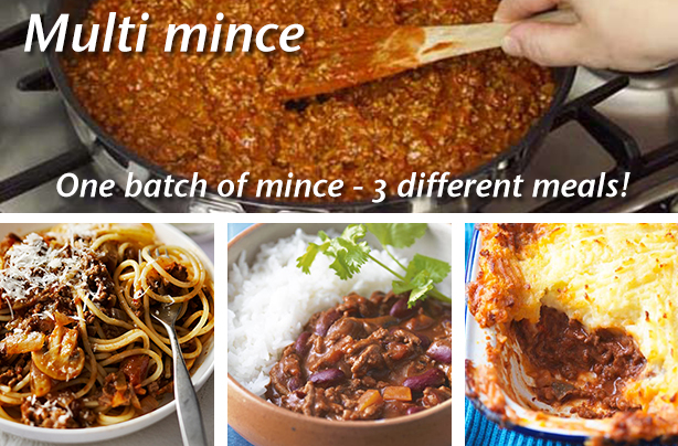 Multi mince: One batch of mince - 3 different dinners! 