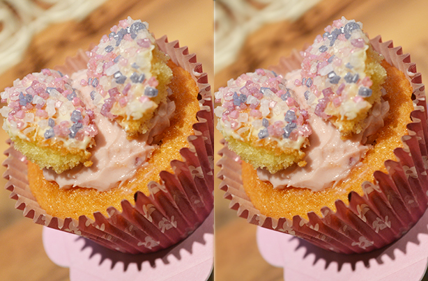 White chocolate chip butterfly cakes with mascarpone and raspberry jam filling