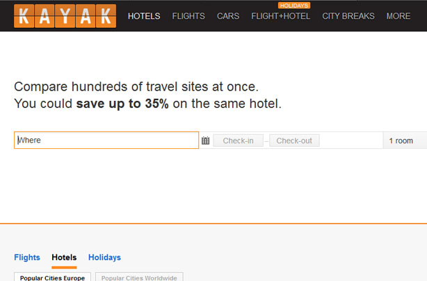 Top 10 bargain websites: Kayak Top 10 bargain websites: Kayak
