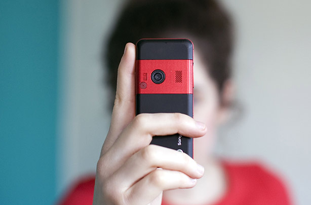 Woman and phone