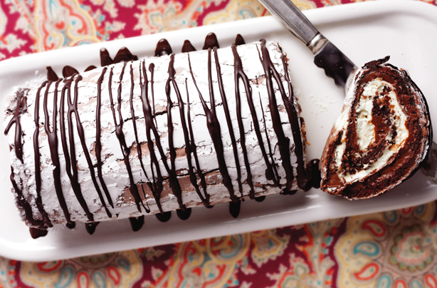 Chocolate praline meringue roulade Chocolate praline meringue roulade