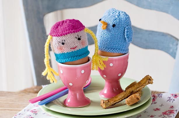 Blonde Girl and Bluebird knitted egg cosy Blonde Girl and Bluebird knitted egg cosy