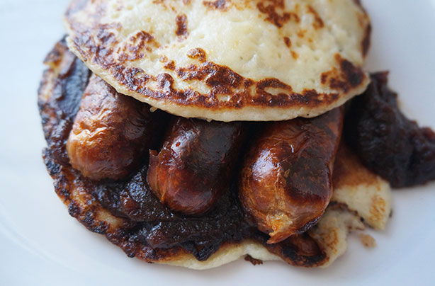 Sausage and mash pancakes