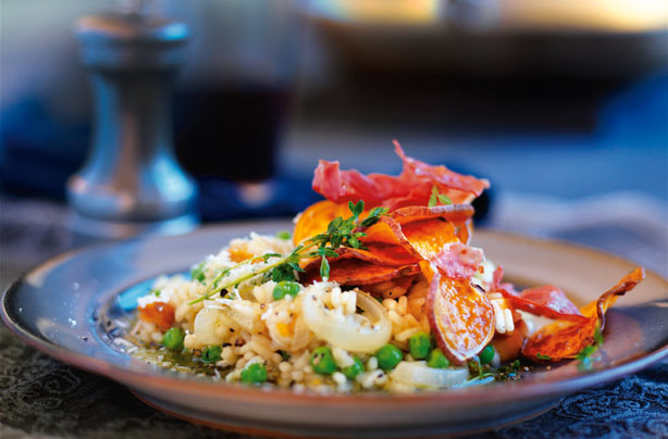 Sweet potato parma ham risotto