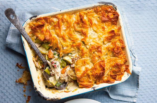 Leek and chicken filo pastry pie Leek and chicken filo pastry pie
