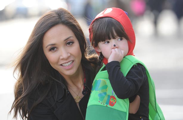 Myleene Klass with Hero in her World Book Day costume