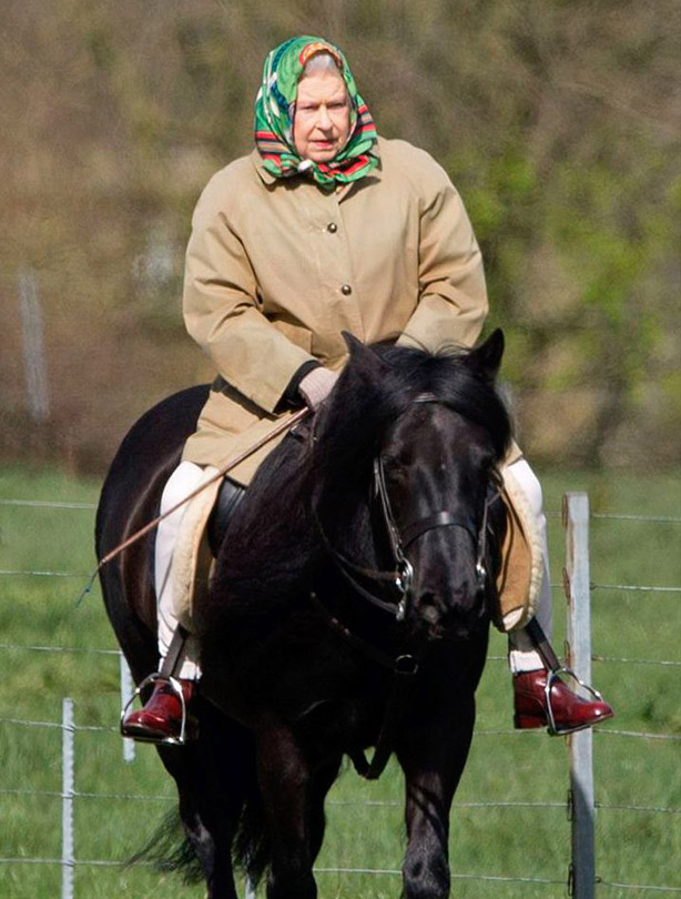The Queen on horseback The Queen on horseback